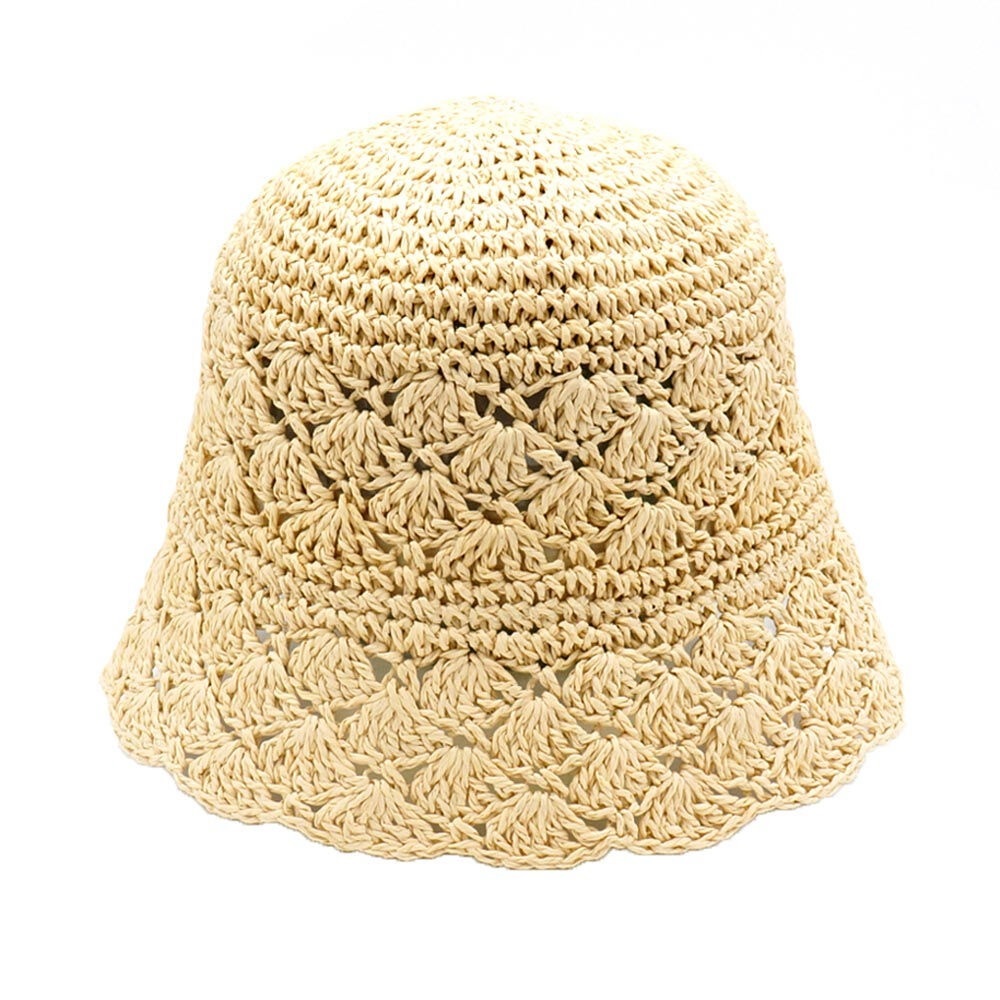 THE CROCHETTA SCALLOPED BUCKET HAT 
( IVORY )